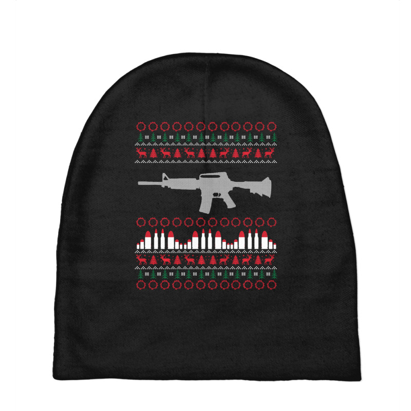 Ar-15 Machine Gun Ugly Christmas Sweater Baby Beanies | Artistshot