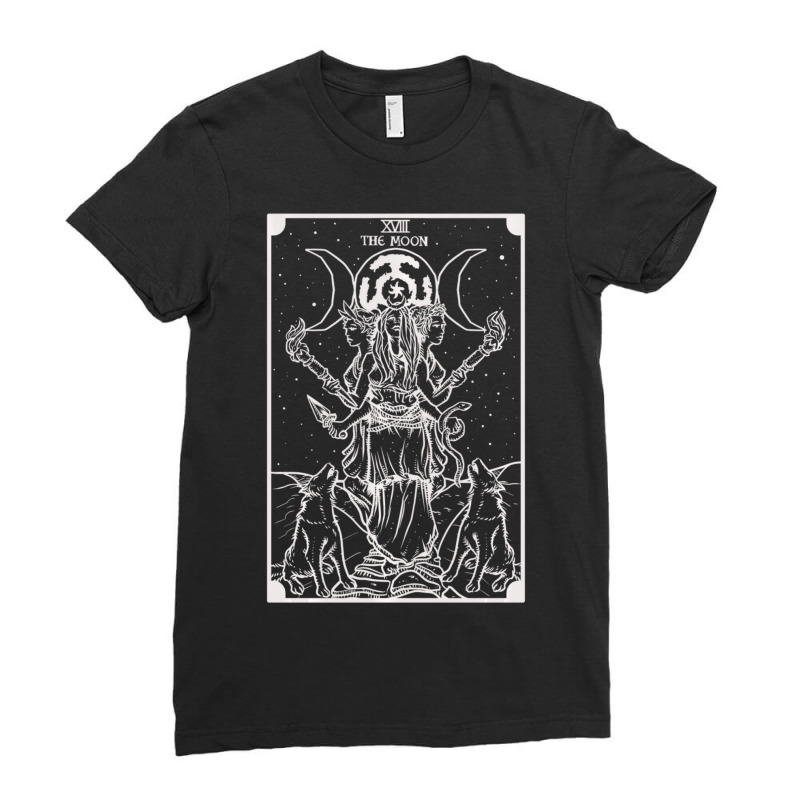 Hecate Triple Moon Goddess Witch Hekate Wheel Tarot Card Ladies Fitted T-Shirt by degreesgunner | Artistshot