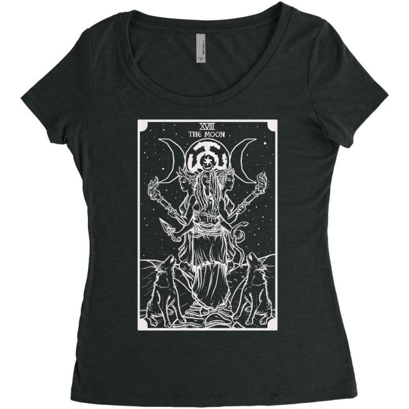 Hecate Triple Moon Goddess Witch Hekate Wheel Tarot Card Women's Triblend Scoop T-shirt by degreesgunner | Artistshot