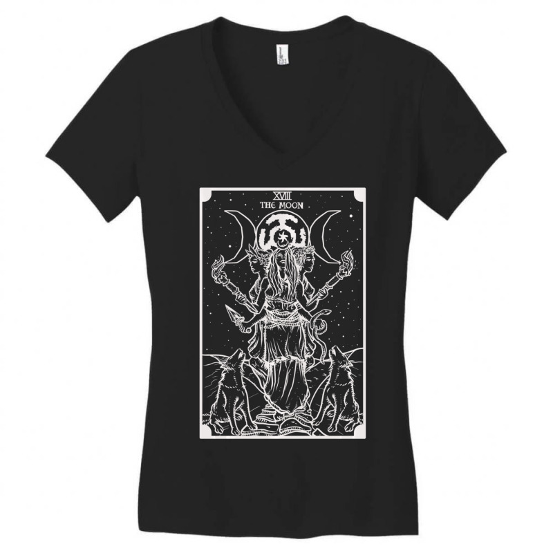 Hecate Triple Moon Goddess Witch Hekate Wheel Tarot Card Women's V-Neck T-Shirt by degreesgunner | Artistshot