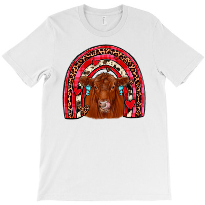 Valentines Red Angus Rainbow T-shirt Designed By Angel Clark