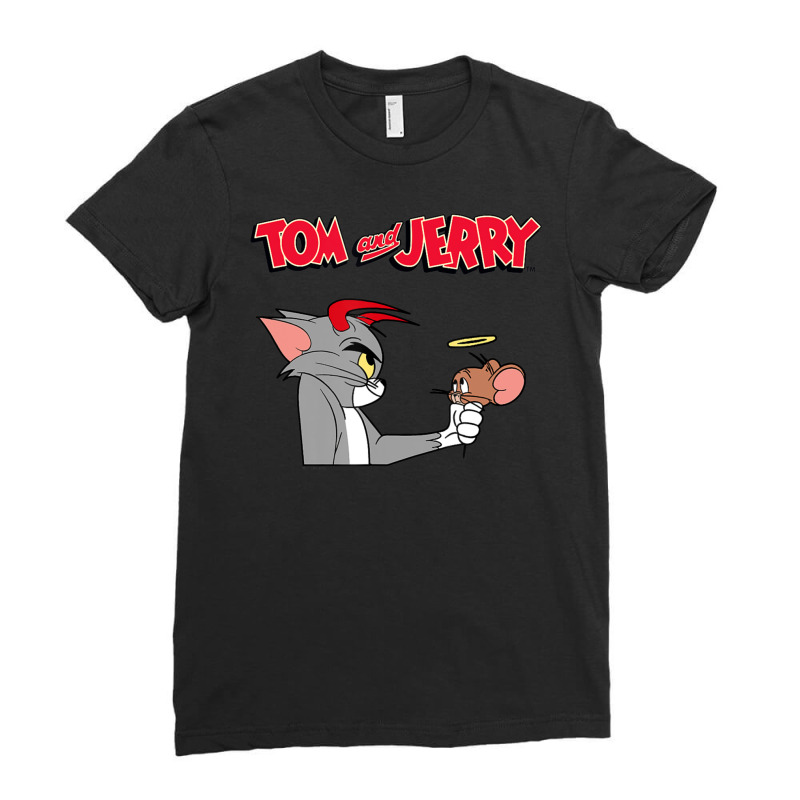 Tom And Jerry Devil And Angel Humor Poster Ladies Fitted T-Shirt by ngodo | Artistshot