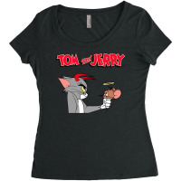 Tom And Jerry Devil And Angel Humor Poster Women's Triblend Scoop T-shirt | Artistshot