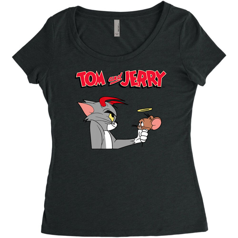 Tom And Jerry Devil And Angel Humor Poster Women's Triblend Scoop T-shirt by ngodo | Artistshot