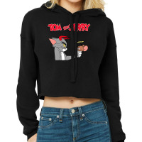 Tom And Jerry Devil And Angel Humor Poster Cropped Hoodie | Artistshot