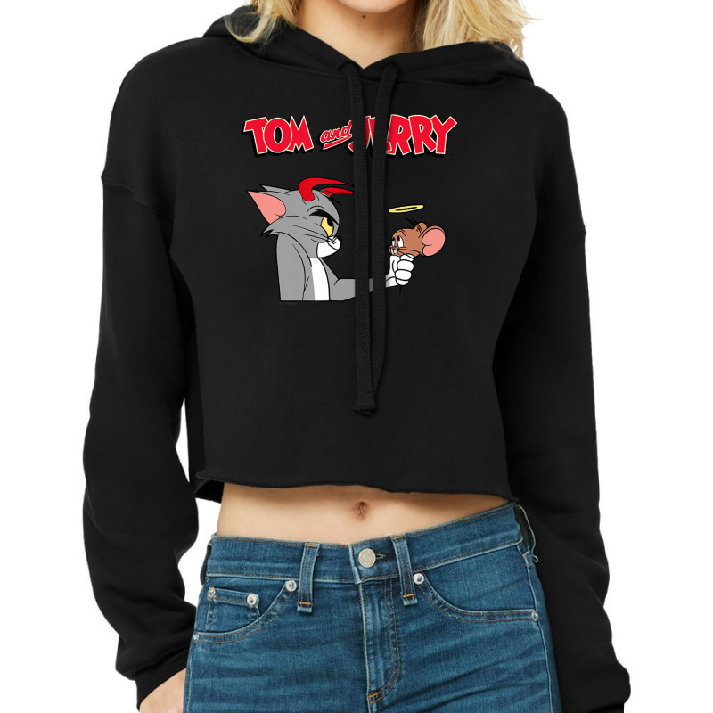 Tom And Jerry Devil And Angel Humor Poster Cropped Hoodie by ngodo | Artistshot