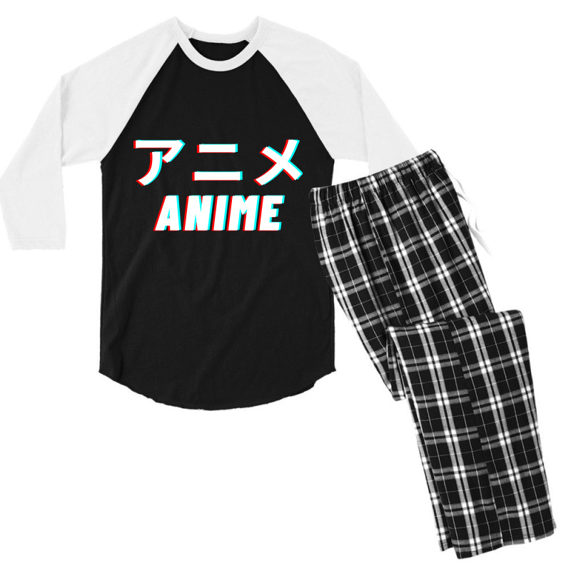 Anime Japanese Kanji Letters Men's 3/4 Sleeve Pajama Set | Artistshot