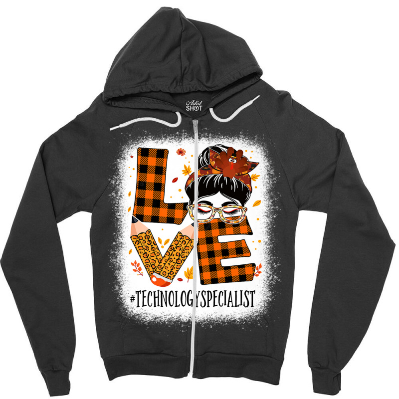 Technology Specialist Love Messy Bun Turkey Thanksgiving Premium T Shi Zipper Hoodie by cm-arts | Artistshot