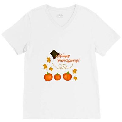 Happy Thanksgiving V-neck Tee Designed By Zein