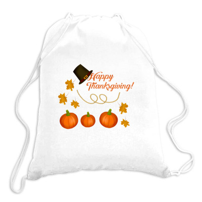 Happy Thanksgiving Drawstring Bags Designed By Zein