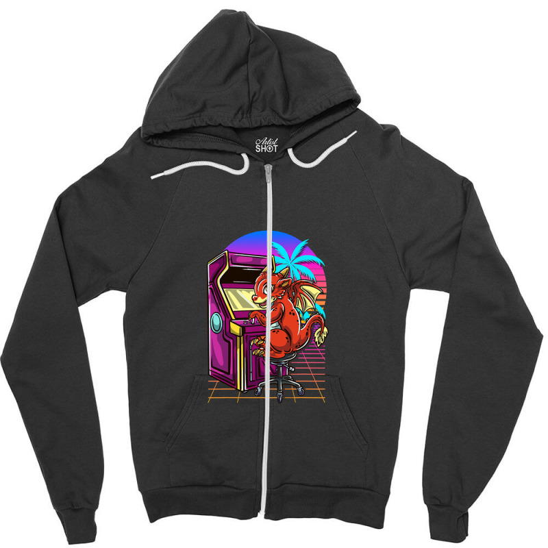 Cyberpunk Arcade Gaming Dragon Video Zipper Hoodie by MargueriteThomas | Artistshot