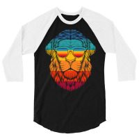 Vintage Lion At Sunglasses 3/4 Sleeve Shirt | Artistshot