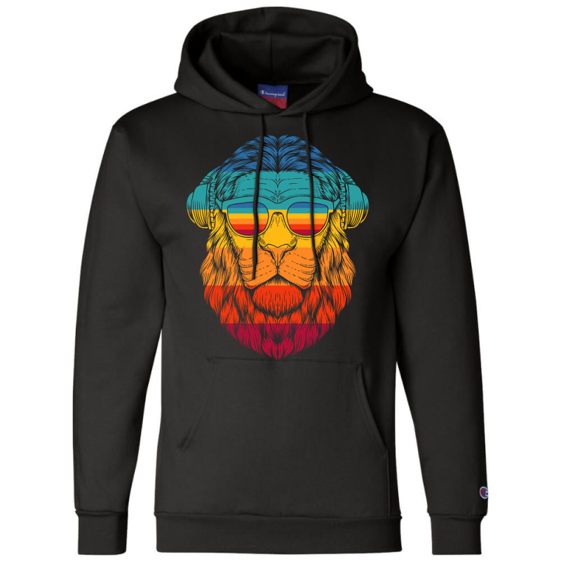 Vintage Lion At Sunglasses Champion Hoodie | Artistshot