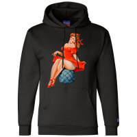 Retro Pin Up Girl Lingerie Red Dress Classic Sexy Pinup Girl Raglan Ba Champion Hoodie | Artistshot