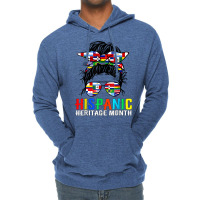 National Hispanic Heritage Month Latin Flags Messy Bun T Shirt Lightweight Hoodie | Artistshot