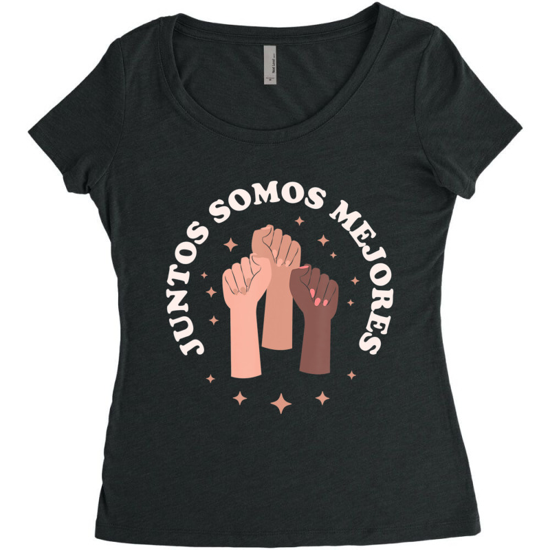 Juntos Somos Mejores Bilingual Spanish Teacher Melanin Women's Triblend Scoop T-shirt by cm-arts | Artistshot