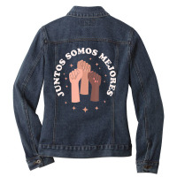 Juntos Somos Mejores Bilingual Spanish Teacher Melanin Ladies Denim Jacket | Artistshot