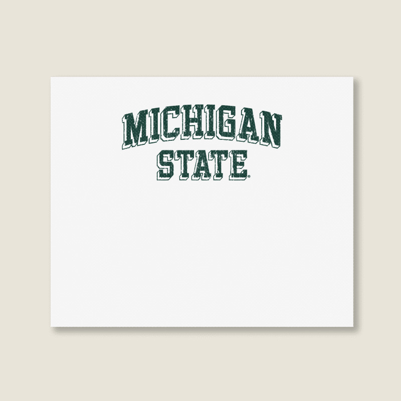 Michigan State Spartans Retro Arch Heather Gray Sweatshirt Landscape Canvas Print | Artistshot