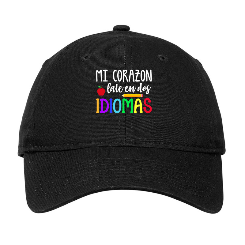 Mi Corazon Late En Dos Idiomas Bilingual Adjustable Cap by cm-arts | Artistshot