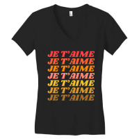 Je T'aime Retro I Love You French Language Typography Women's V-neck T-shirt | Artistshot