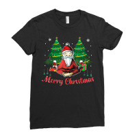 Merry Christmas Light Ugly Pajamas Santa Design Hat Xmas T Shirt Ladies Fitted T-shirt | Artistshot