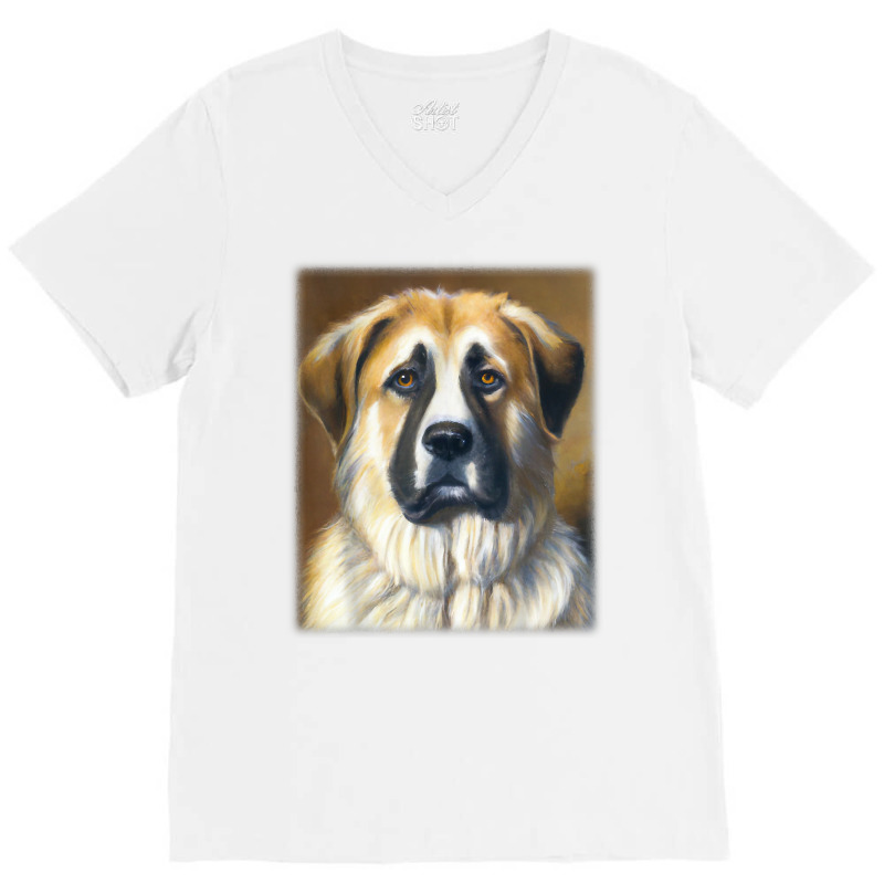 Anatolian Shepherd Dog Vintage Style Portrait T Shirt V-Neck Tee by claudettemeskqx | Artistshot