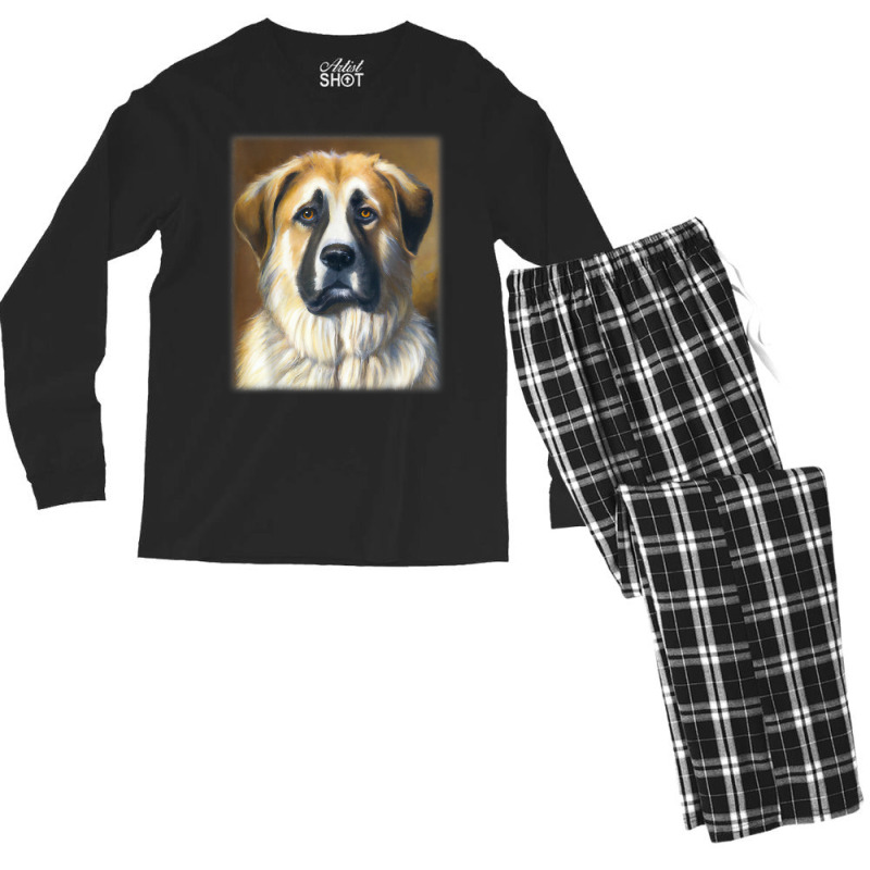 Anatolian Shepherd Dog Vintage Style Portrait T Shirt Men's Long Sleeve Pajama Set by claudettemeskqx | Artistshot