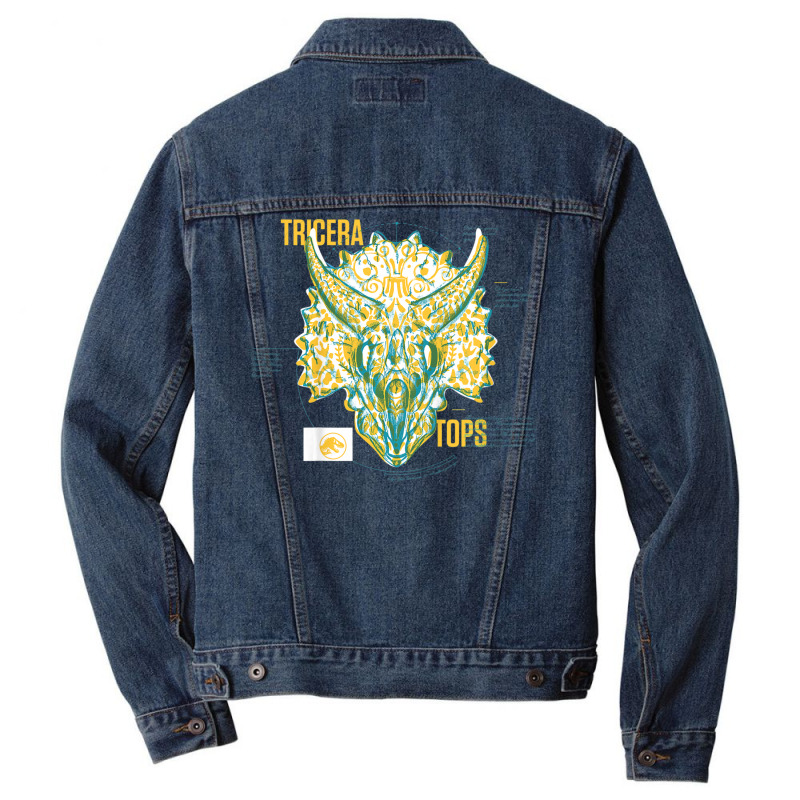 Fallen Kingdom Yellow Triceratops Facts Men Denim Jacket | Artistshot