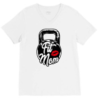 Kettlebell Fit Mom Gym Training Long Sleeve T Shirt V-neck Tee | Artistshot