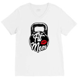 kettlebell fit mom gym training long sleeve t shirt V-Neck Tee | Artistshot