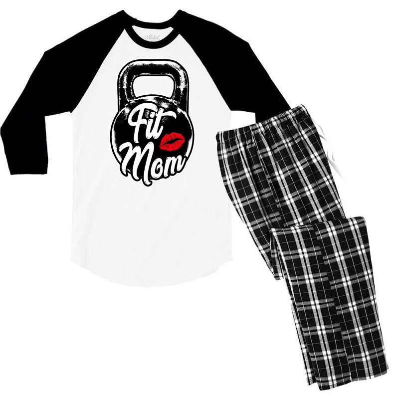 Kettlebell Fit Mom Gym Training Long Sleeve T Shirt Men's 3/4 Sleeve Pajama Set | Artistshot