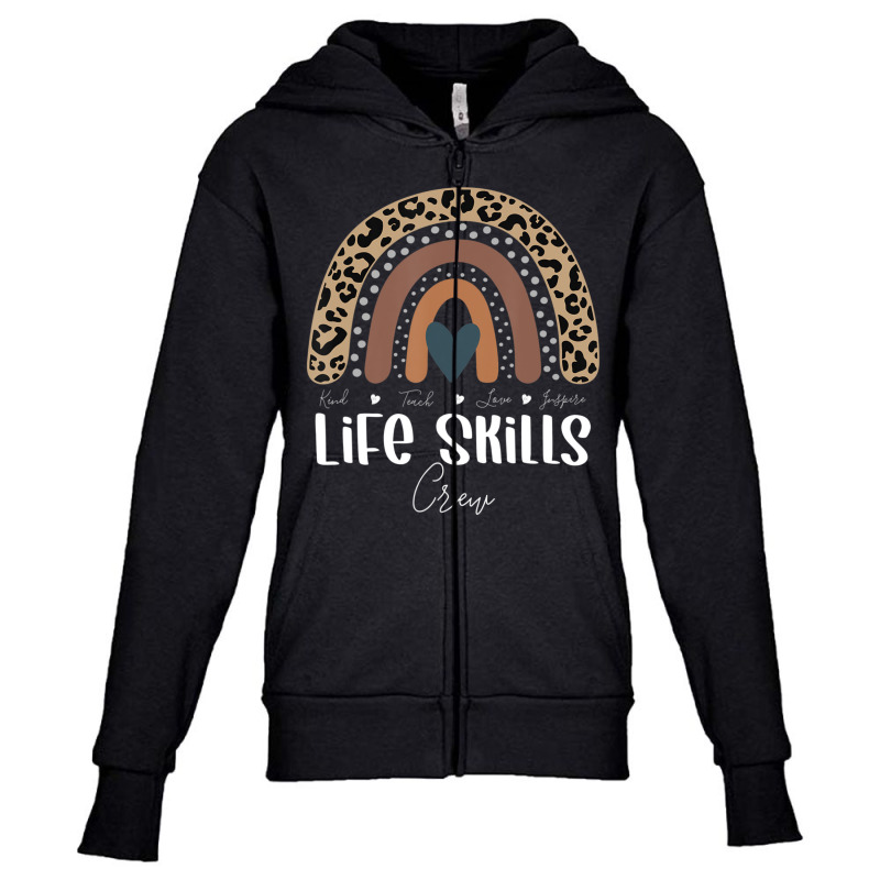 Leopard Rainbow Teacher Student, School Life Skills Crew Youth Zipper Hoodie by cm-arts | Artistshot