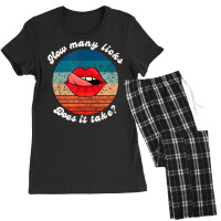 Funny Lips How Many Licks Does It Take Retro Vintage T Shirt Women's Pajamas Set | Artistshot