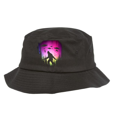 Bigfoot Ufos In Forest Bucket Hat Designed By Ricklers
