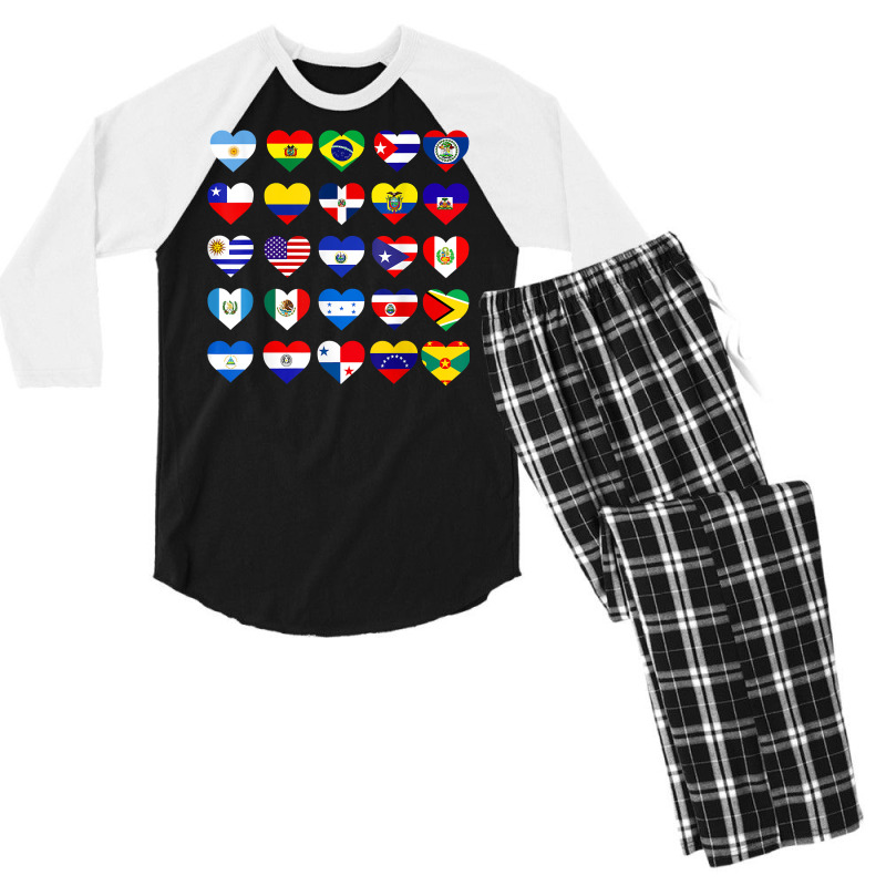 All Latin American Flags Countries Hispanic Latino Pride T Shirt Men's 3/4 Sleeve Pajama Set by nataeqisul | Artistshot