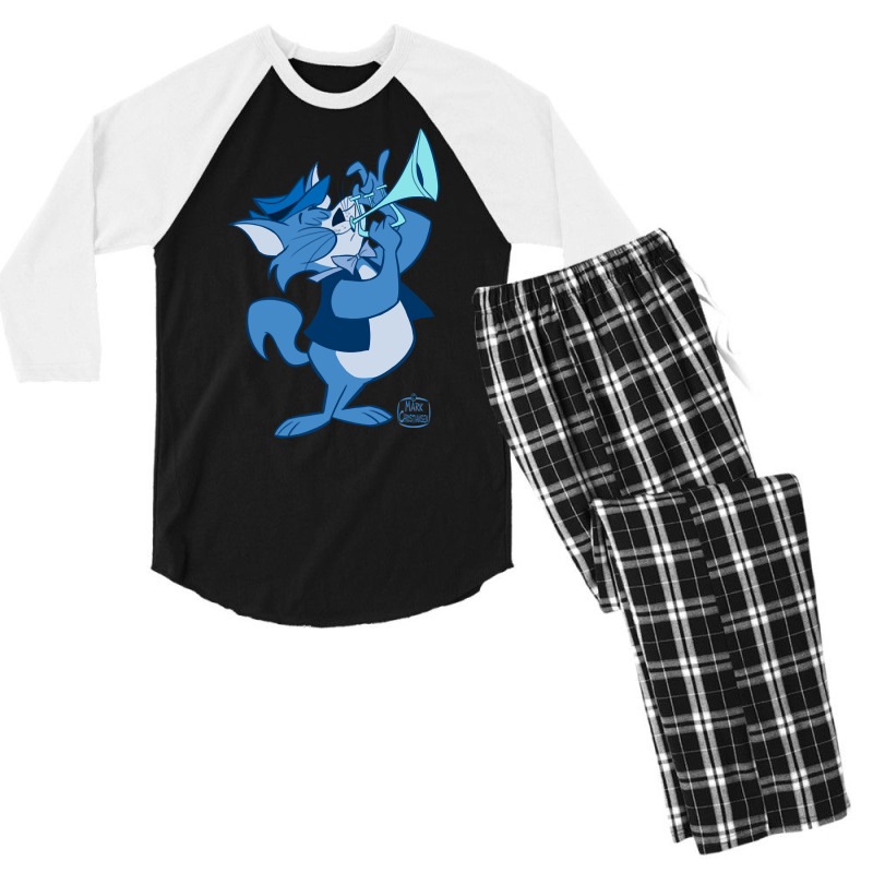 Jazz Cat Playing Trumpet Men's 3/4 Sleeve Pajama Set | Artistshot