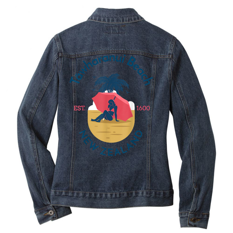 Tawharanui Beach Auckland New Zealand T Shirt Ladies Denim Jacket by cm-arts | Artistshot