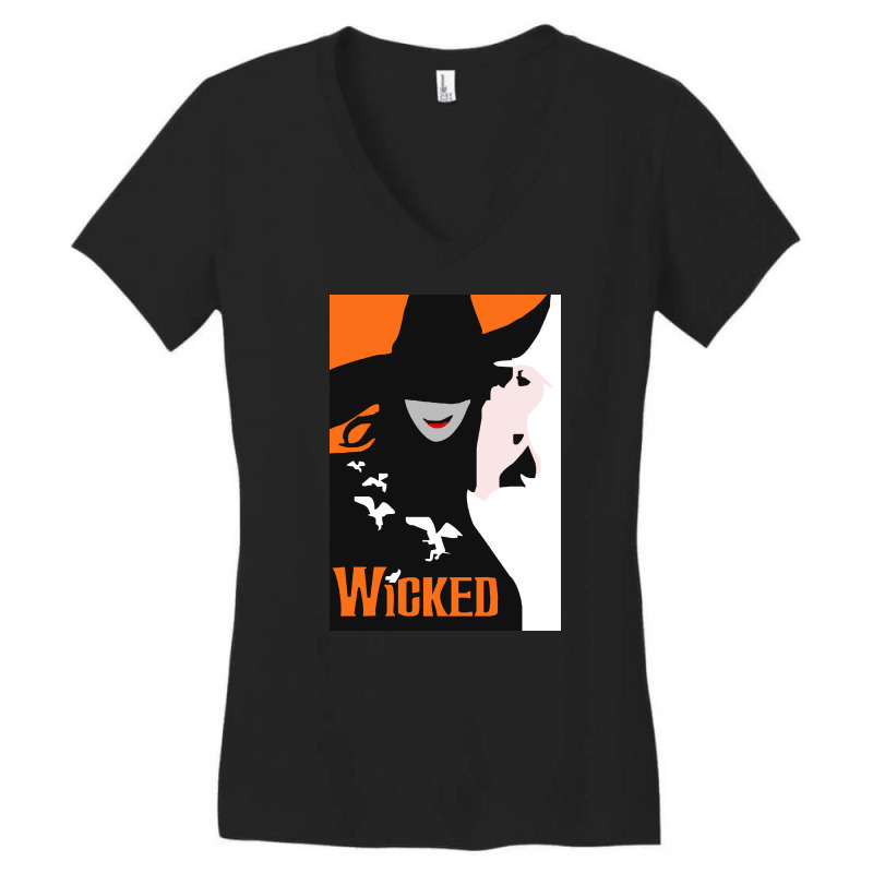 Wicked the Broadway Musical - Ladies Logo Vee Neck T-Shirt - Wicked