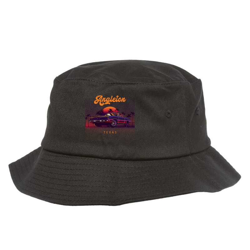 Angleton Texas Retro Vintage 80s 90s Muscle Cars Retrowave Aesthetic Bucket Hat by pancakespienova | Artistshot