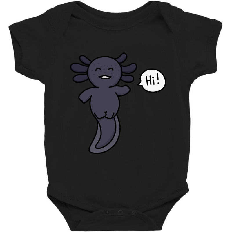 Melanoid Axolotl (black Axolotl) Saying Baby Bodysuit by Min03 | Artistshot