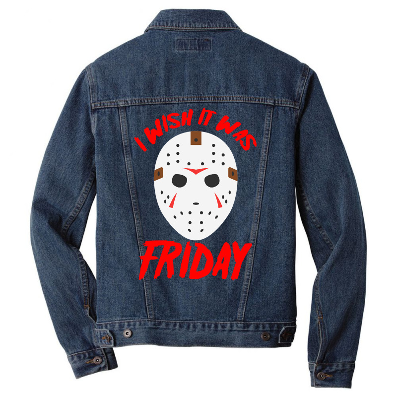 Halloween I Wish It Was Friday - Scary Hockey Mask Men Denim Jacket by Belton Fitts | Artistshot