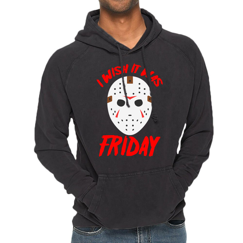 Halloween I Wish It Was Friday - Scary Hockey Mask Vintage Hoodie by Belton Fitts | Artistshot