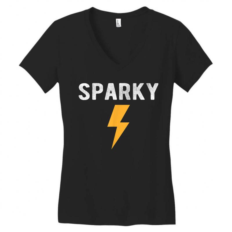 Electrician Gift Funny Sparky Nickname Lightning Bolt Women's V-Neck T-Shirt by PokHoude | Artistshot