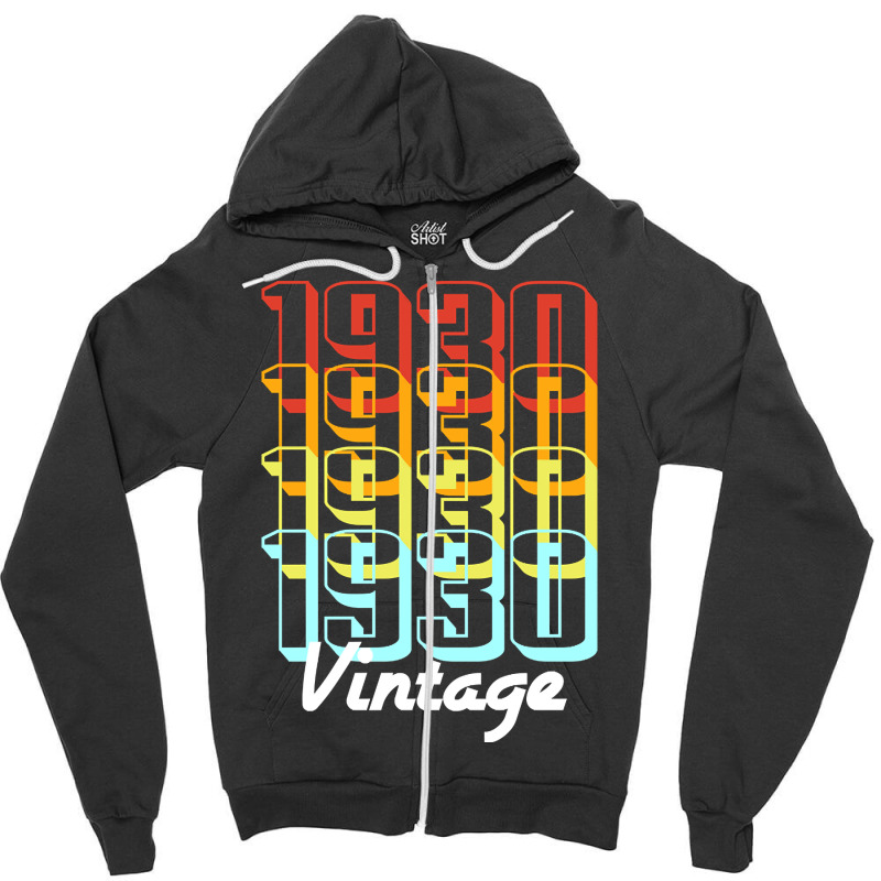 Vintage Since 1930 Old Men Women Retro Sunset Zipper Hoodie | Artistshot