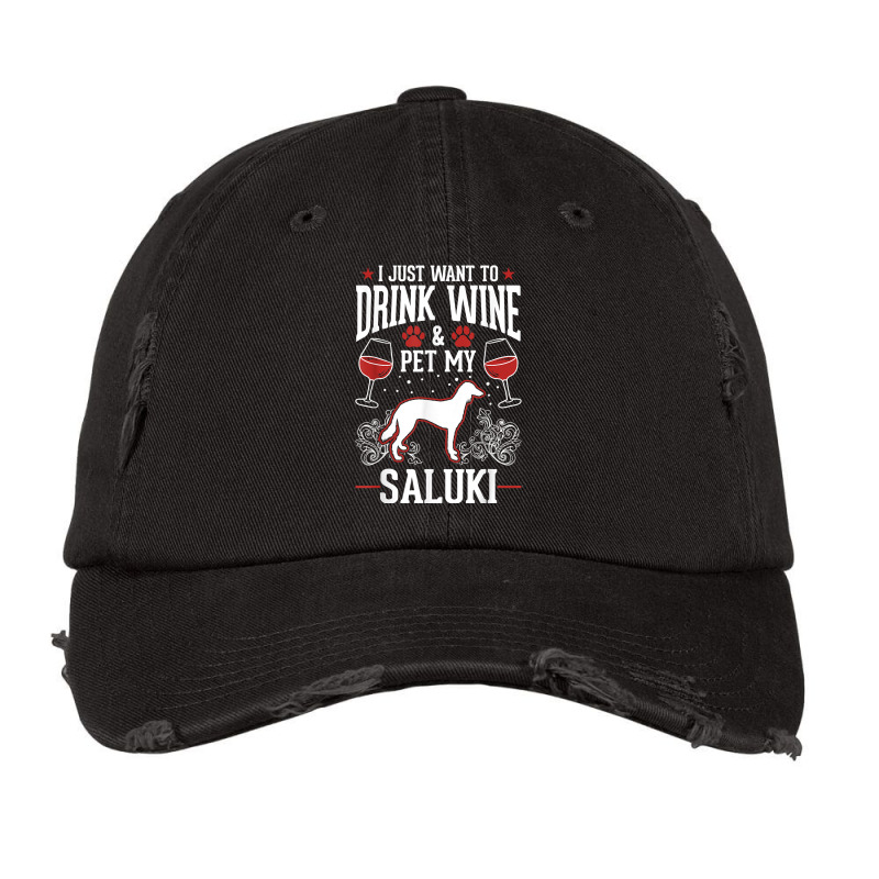 Saluki And Wine Persian Greyhound Saluki T Shirt Vintage Cap by cm-arts | Artistshot