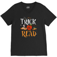 Funny Tricks Or Read Librarian Halloween Costume Book Lover T Shirt V-neck Tee | Artistshot