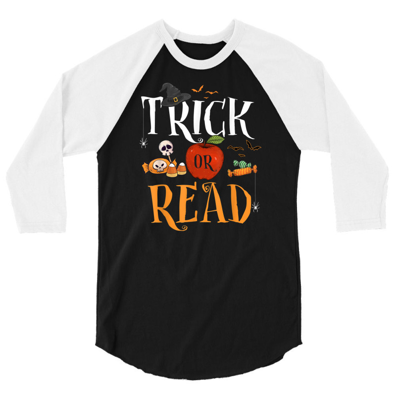 Funny Tricks Or Read Librarian Halloween Costume Book Lover T Shirt 3/4 Sleeve Shirt | Artistshot