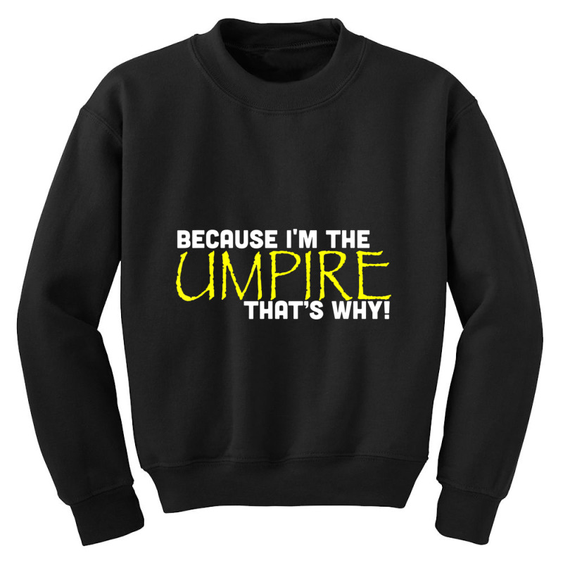 Because I'm The Umpire That's Why Funny Gift Referee Youth Sweatshirt by bummercaught | Artistshot