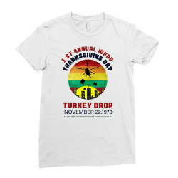 first anuual  wkrp thanksgiving day turkey drop Ladies Fitted T-Shirt | Artistshot