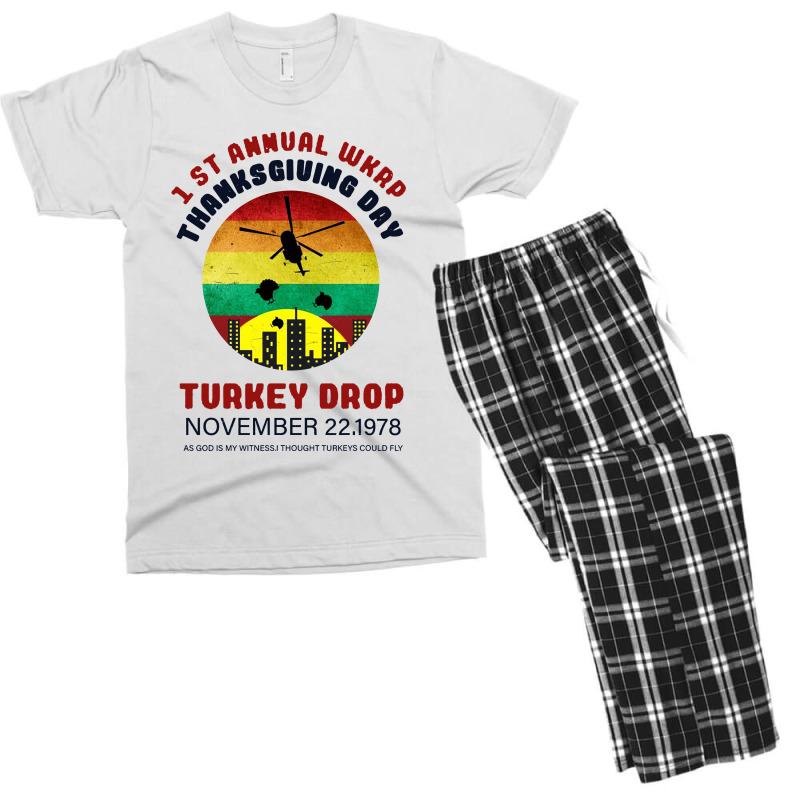 First Anuual  Wkrp Thanksgiving Day Turkey Drop Men's T-shirt Pajama Set | Artistshot